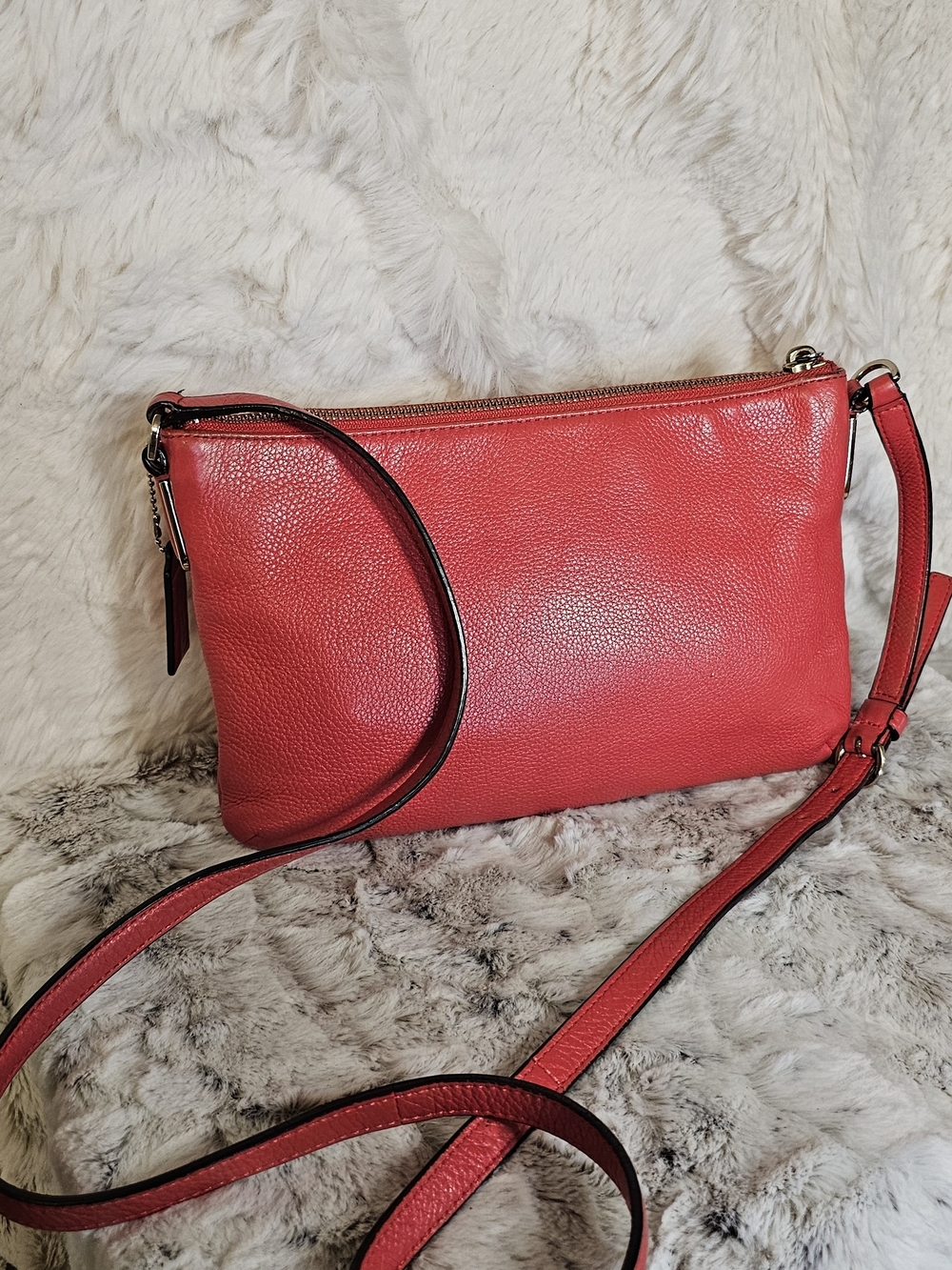 Coach Coral Pink Pebble Leather Crossbody Bag - Picture 5 of 16